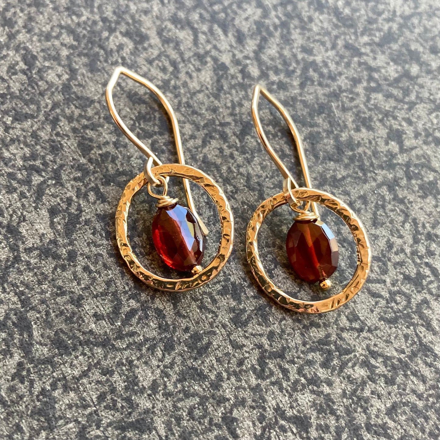 Mozambique Garnet, Gold & Bronze Hoops