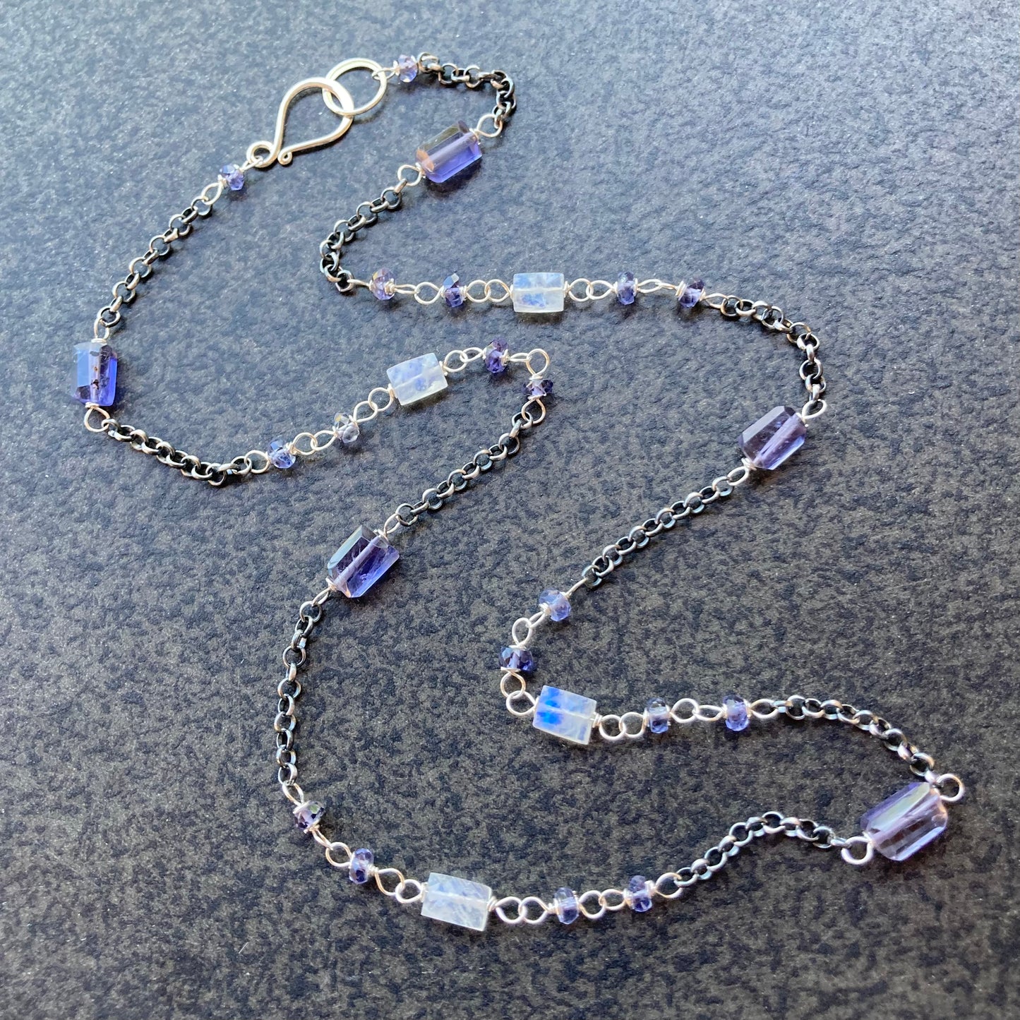 Iolite, Rainbow Moonstone & Sterling Silver Necklace
