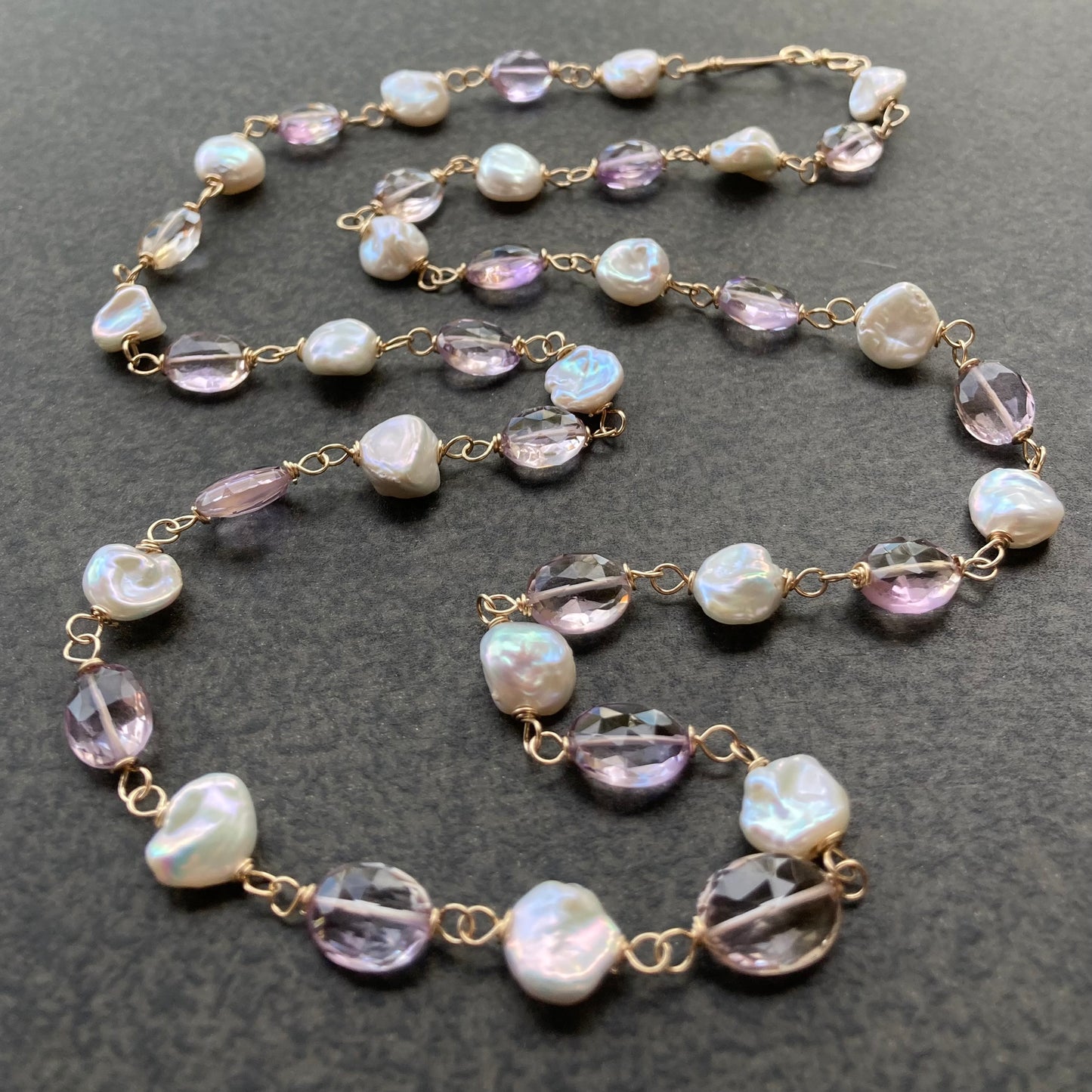 Ametrine, Keshi Pearl & 14k Gold Necklace