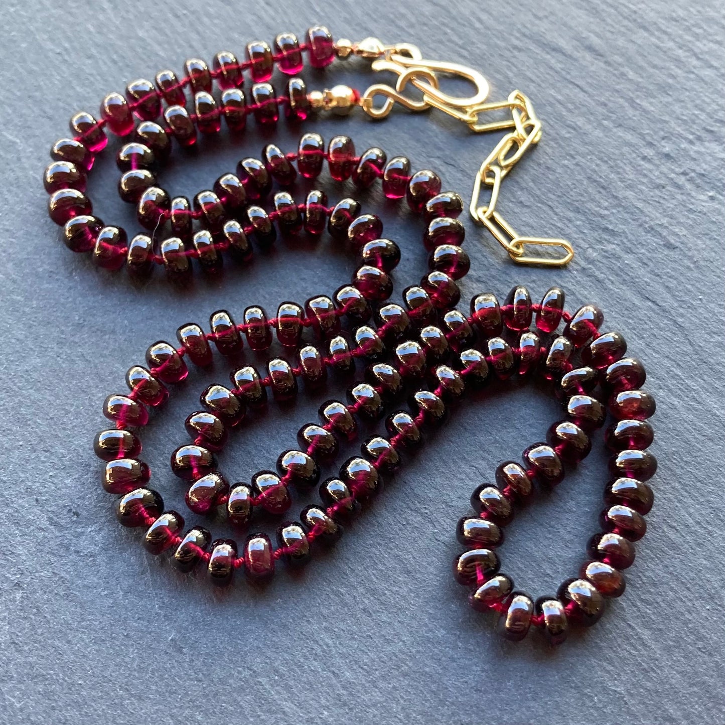Rhodolite Garnet Hand Knotted Silk Necklace