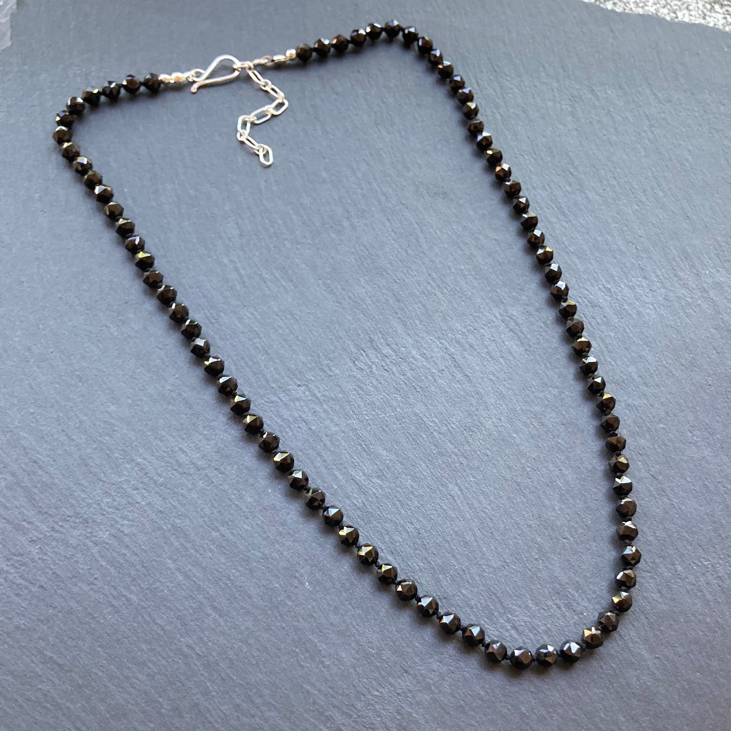 Black Spinel Hand Knotted Silk Necklace