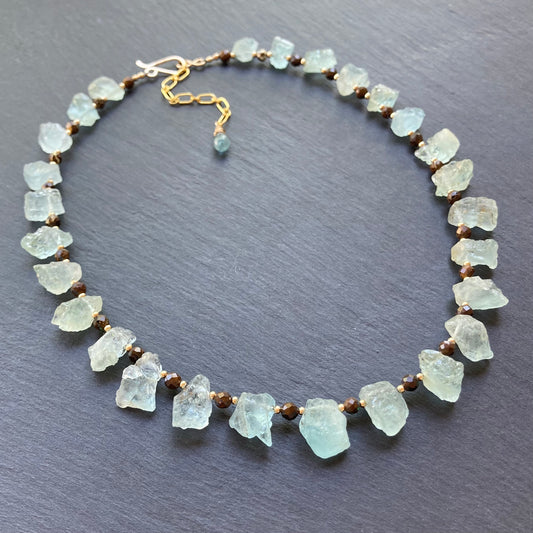 Aquamarine, Boulder Opal & Gold Collar