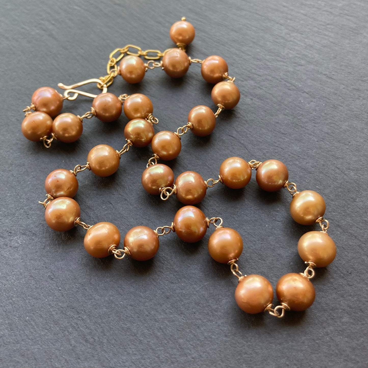 Champagne Pearl & Gold Choker