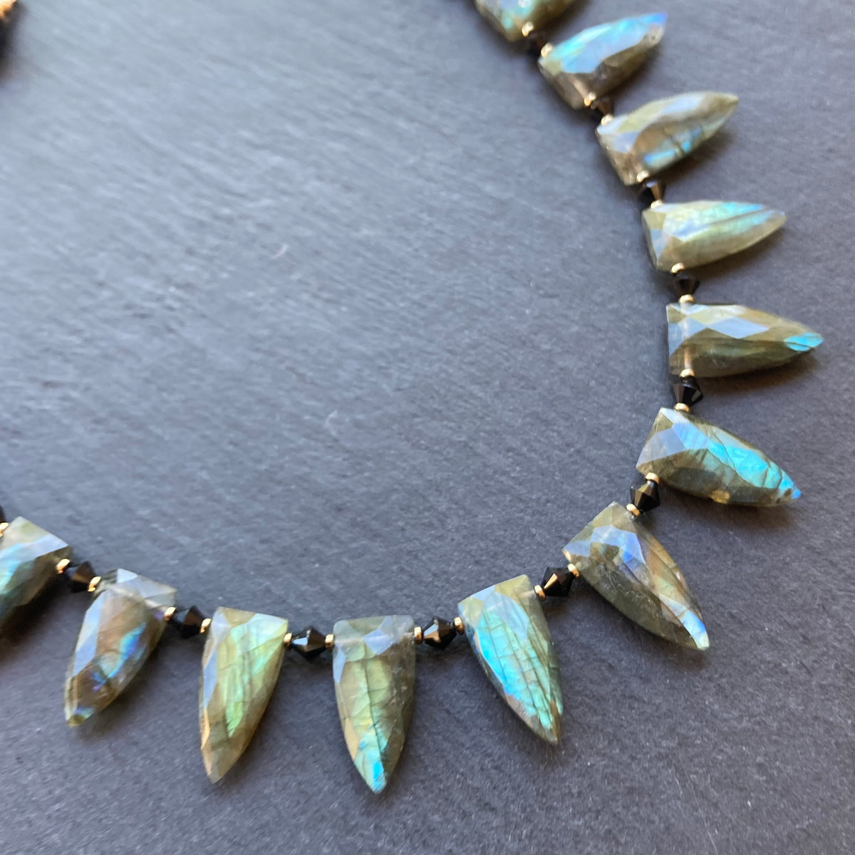 Labradorite, Black Spinel & Pyrite Necklace