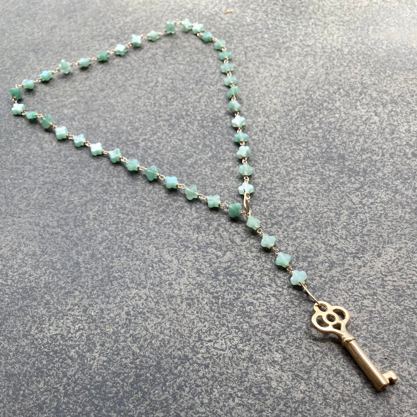 Aventurine, Gold & Bronze Key to Good Fortune Convertible Pendant Necklace