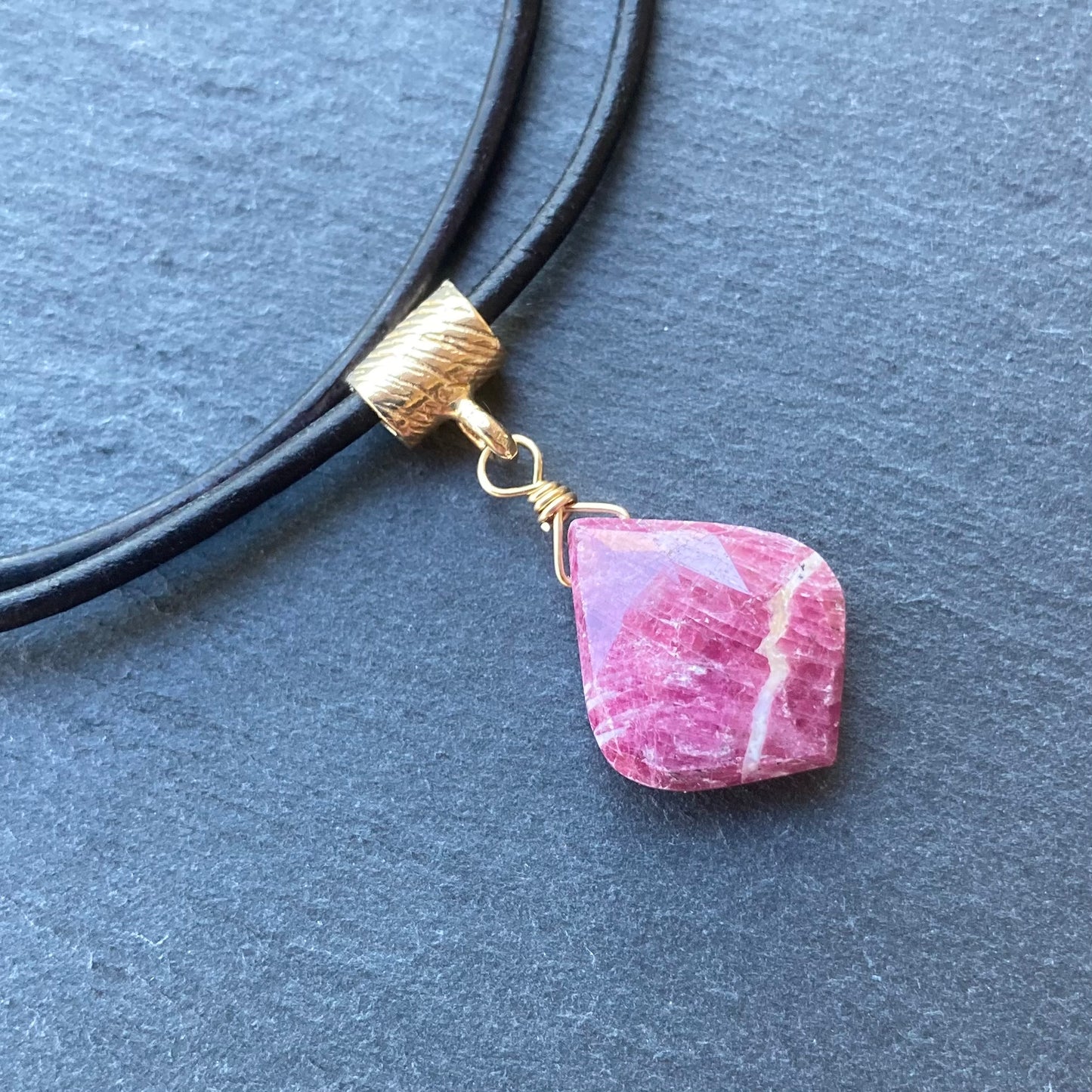 Ruby & Bronze Leather Choker