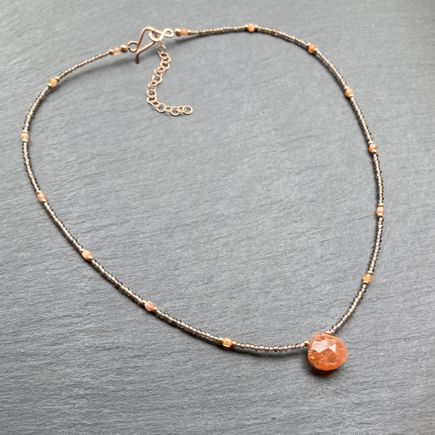Sunstone, Smoky Quartz & Rose Gold Choker