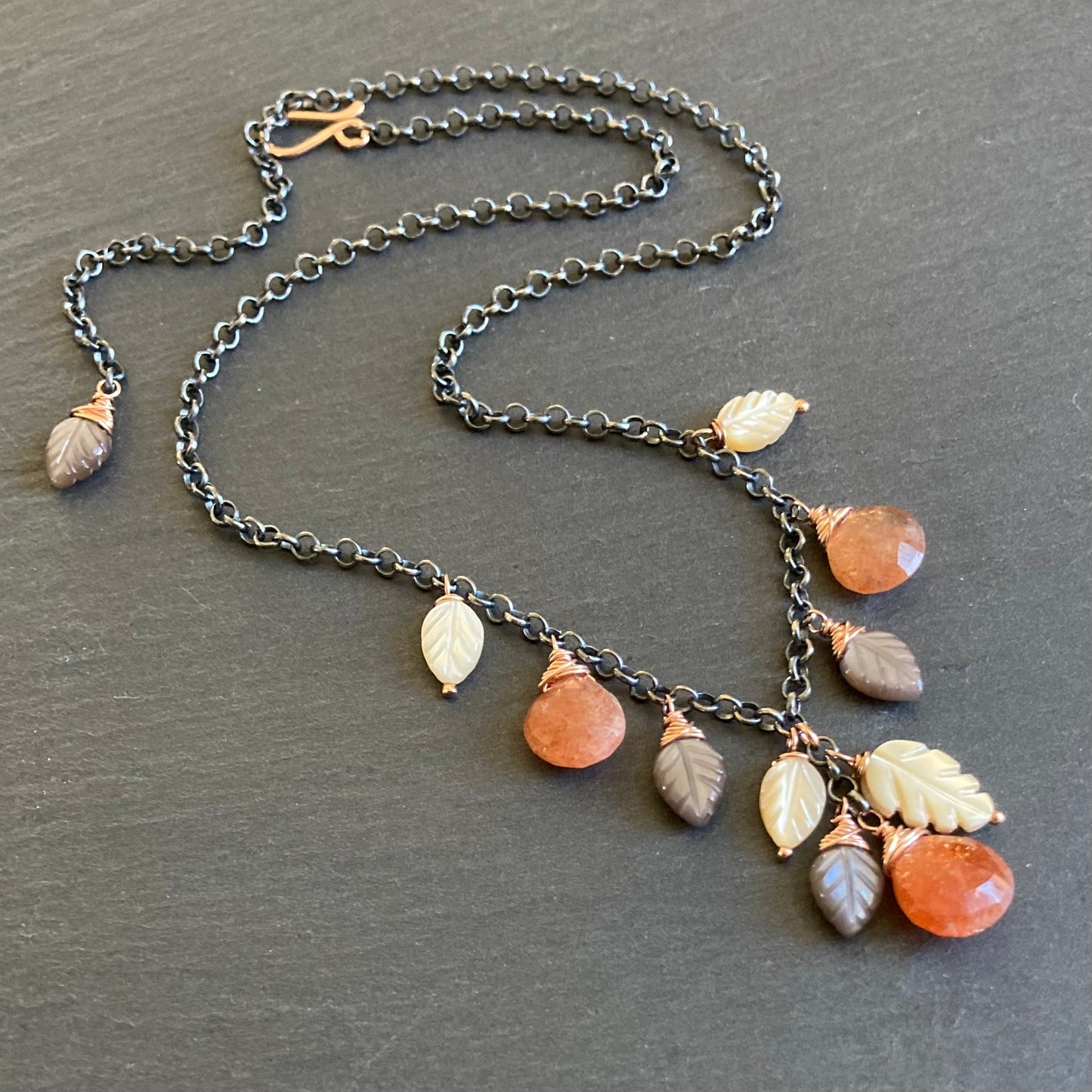 Sunstone & Mixed Metal Charm Choker