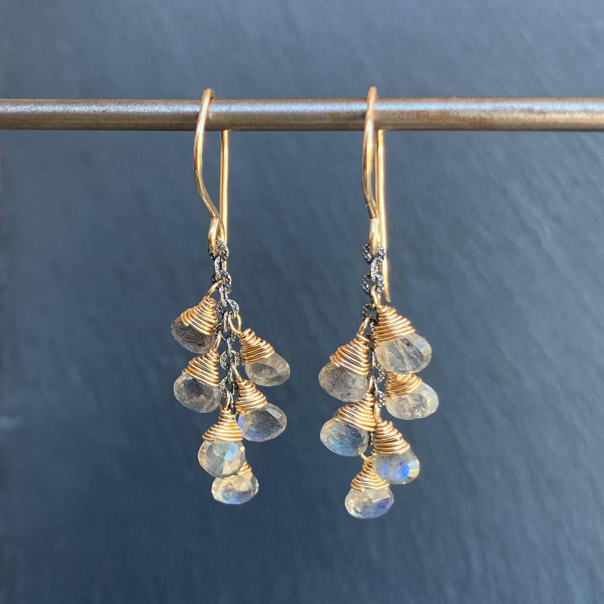Labradorite & Mixed Metal Cascade Earrings