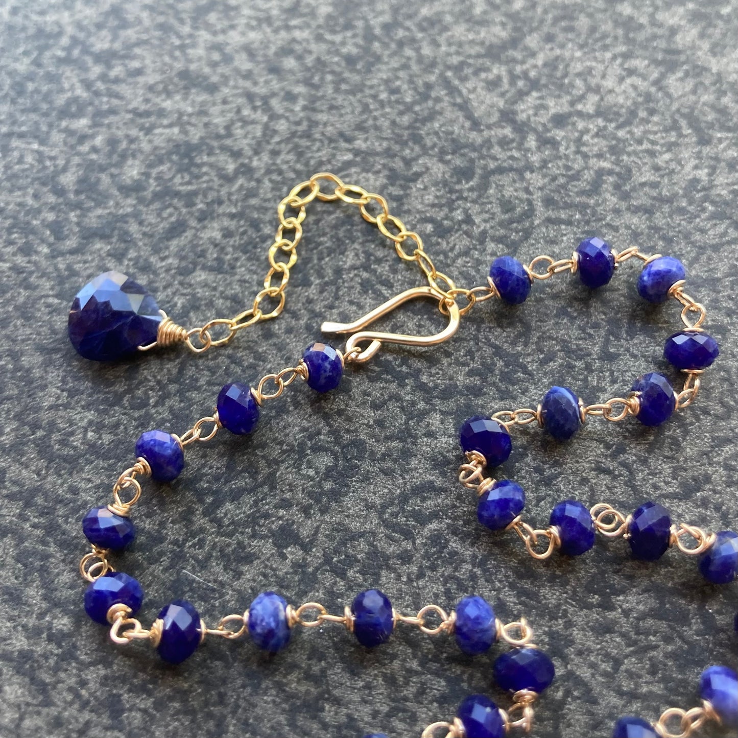 Sodalite & Gold Convertible Lariat Necklace