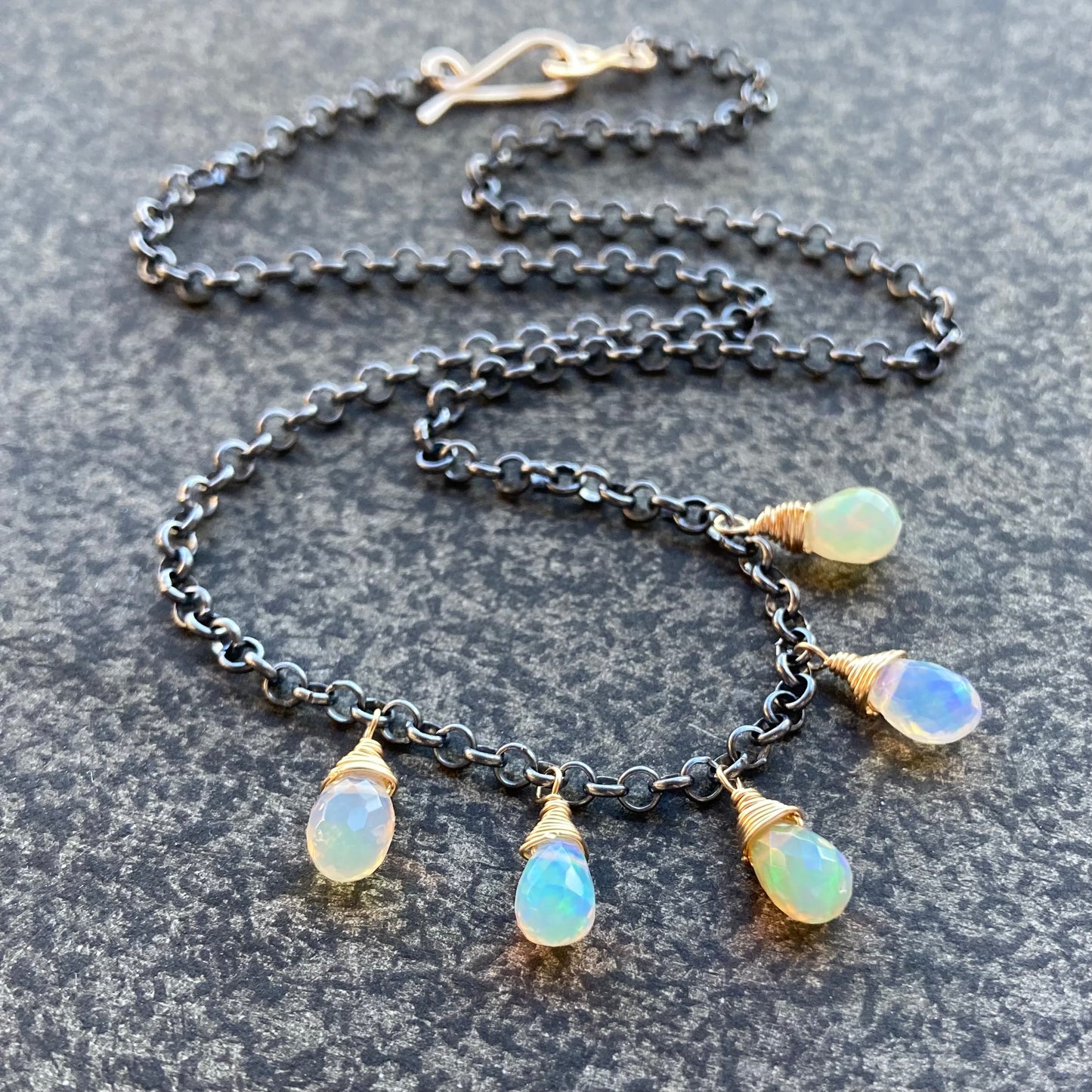 Ethiopian Opal & Mixed Metal Charm Choker