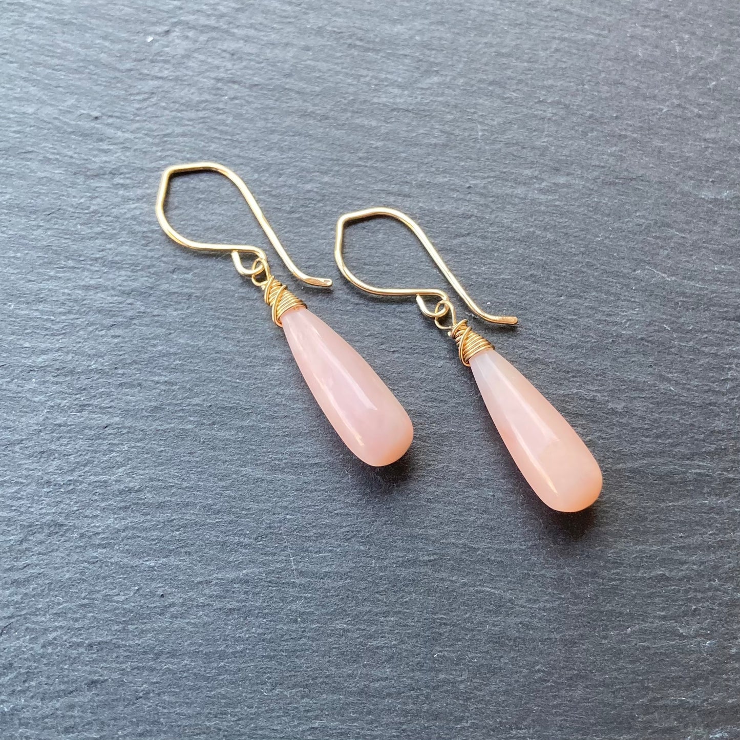 Pink Peruvian Opal & Gold Earrings
