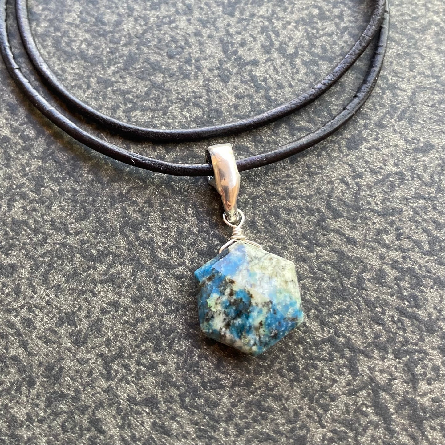 K2 Jasper & Sterling Silver Leather Choker