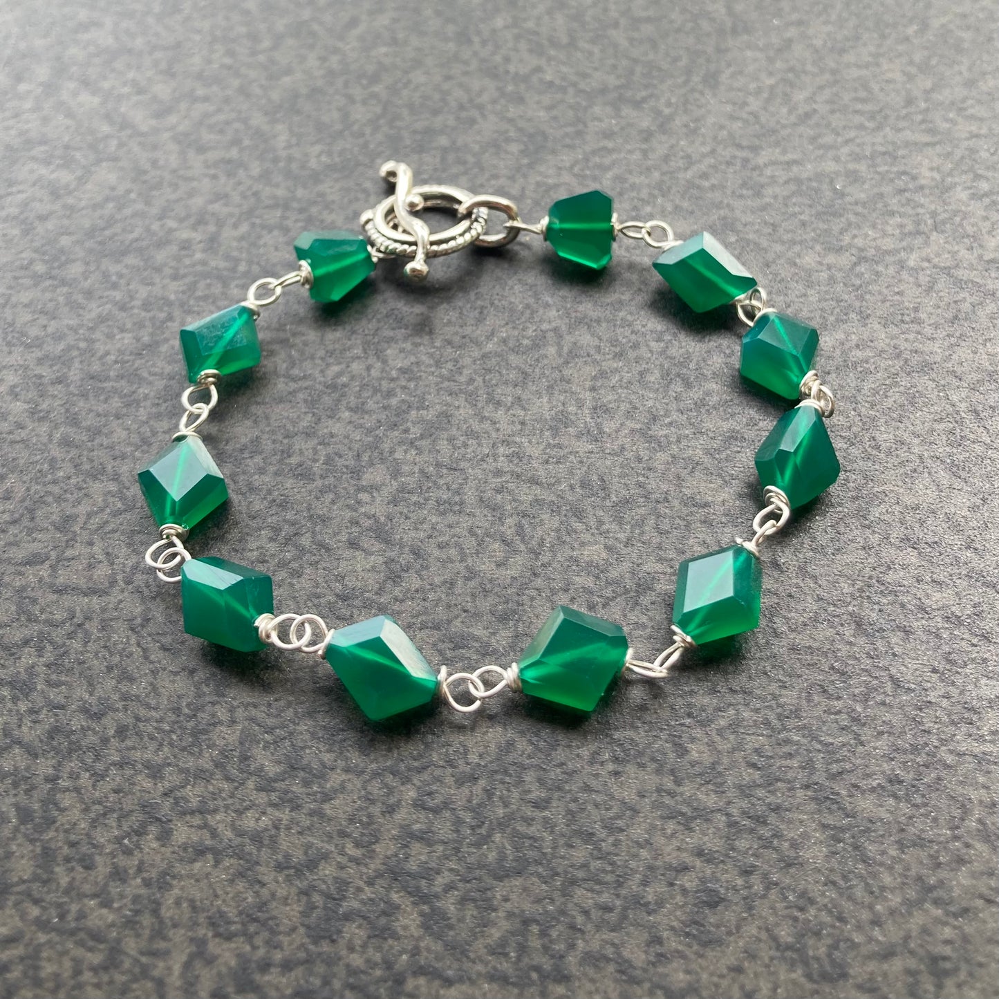 Green Onyx & Sterling Silver Bracelet