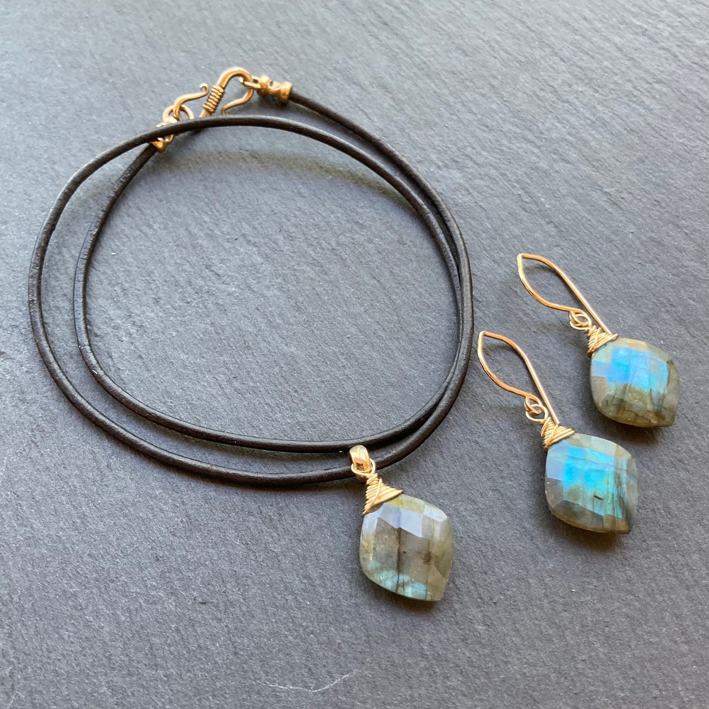 Labradorite & Gold Earrings