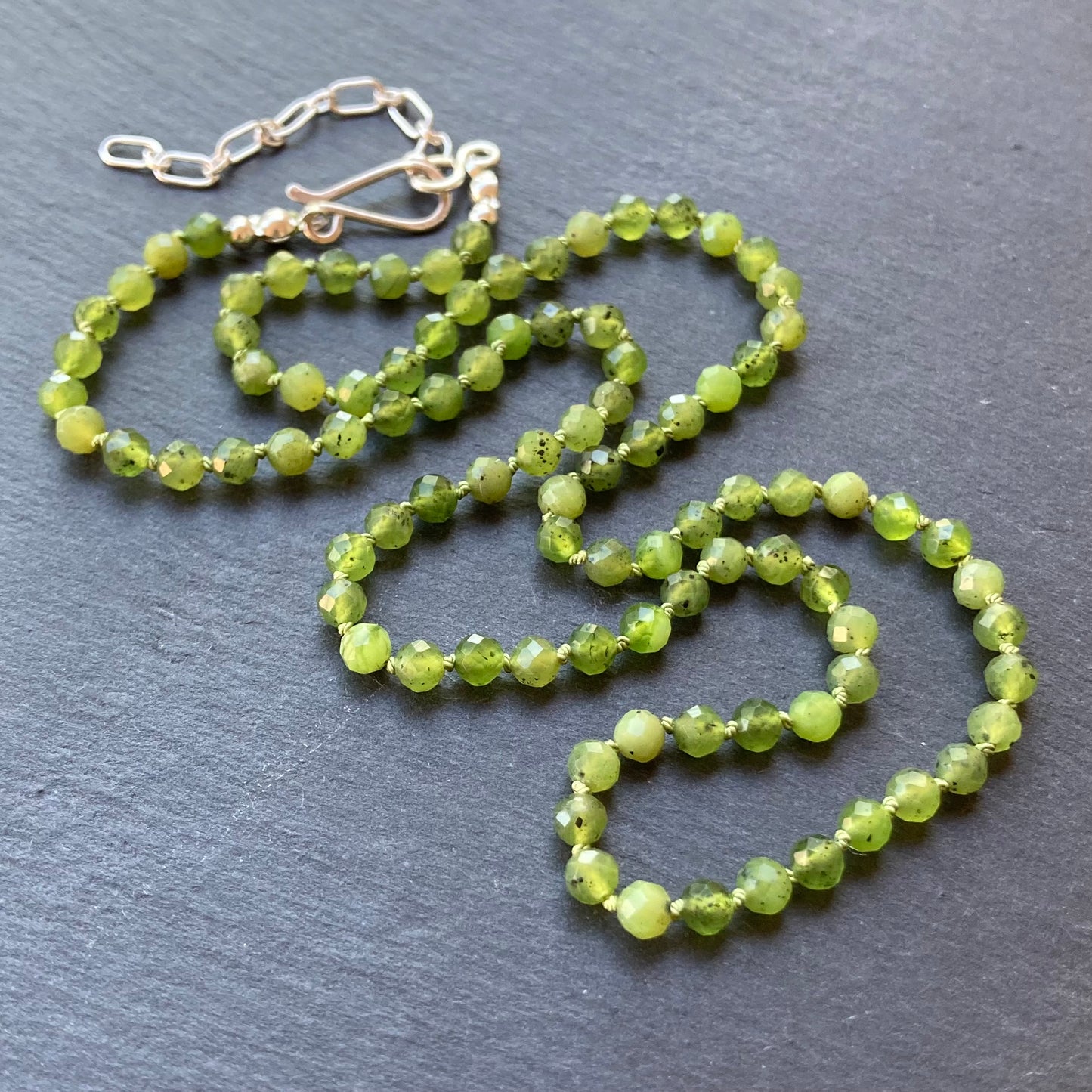 Canadian Jade Hand Knotted Silk Necklace
