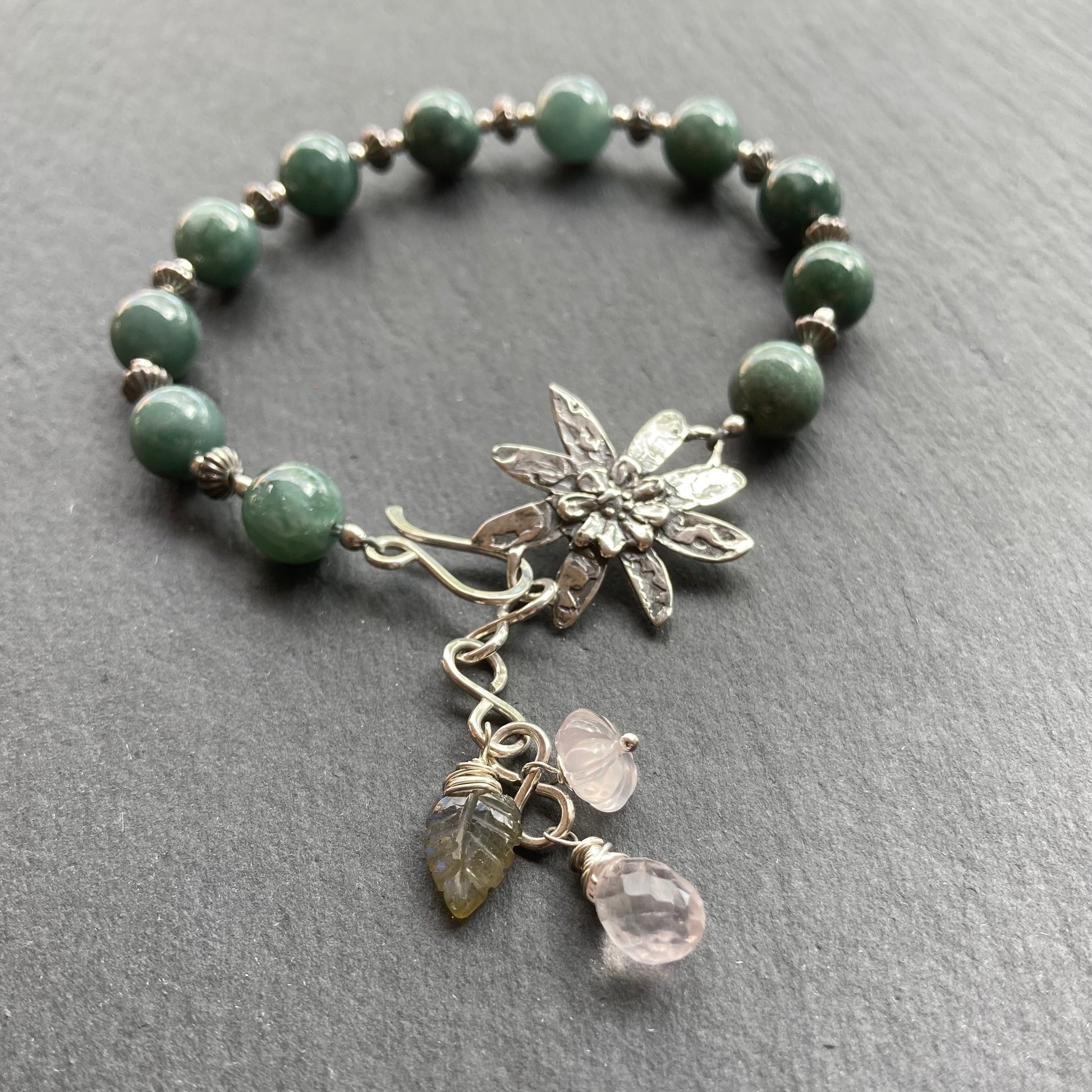 succulent bracelet Guatemalan Jade & Sterling Silver Winter Succulent Bracelet – Ksven-Art