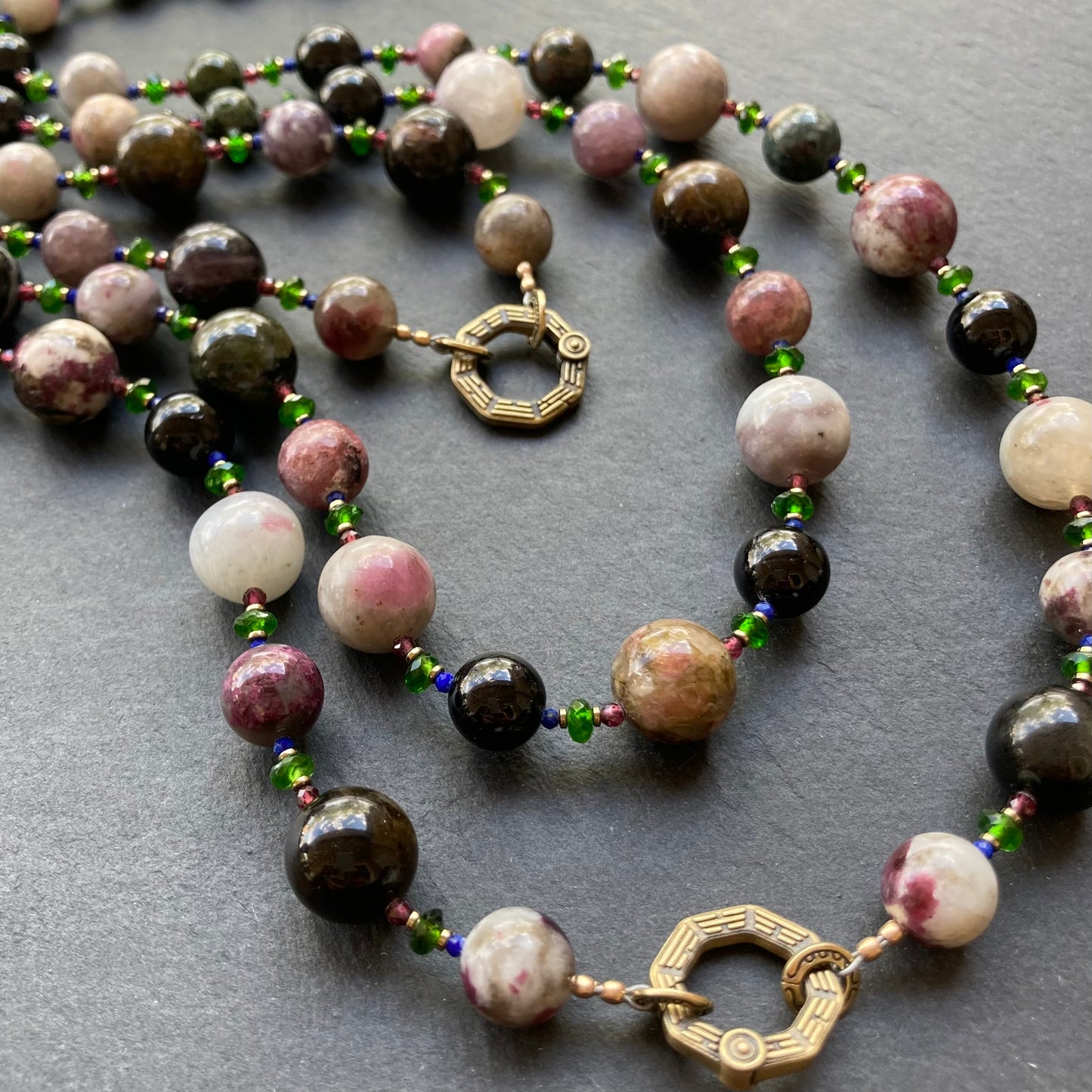 Custom Multi Gemstone 3-Strand Necklace