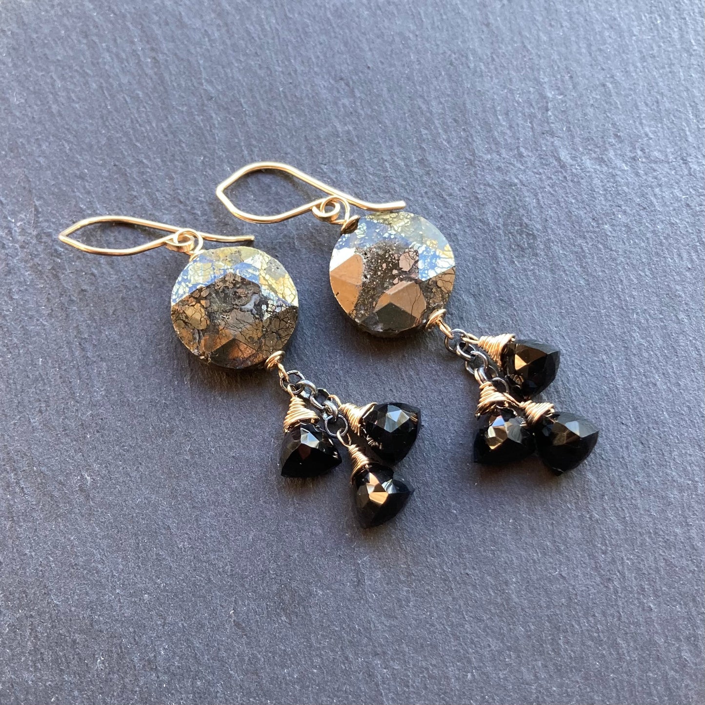 Nipomo Marcasite in Agate, Black Onyx & Mixed Metal Tassel Earrings