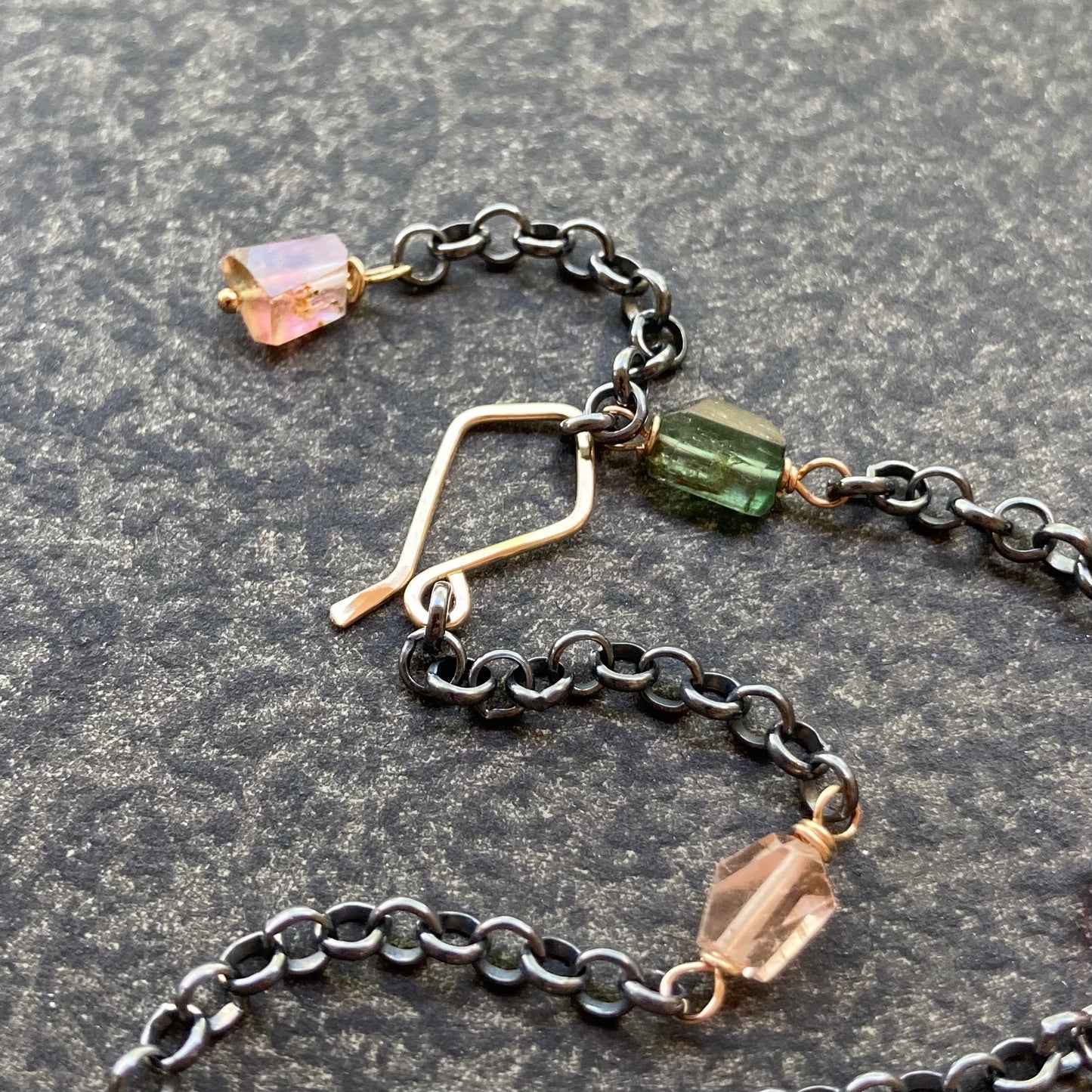 Multicolor Tourmaline & Mixed Metal Necklace