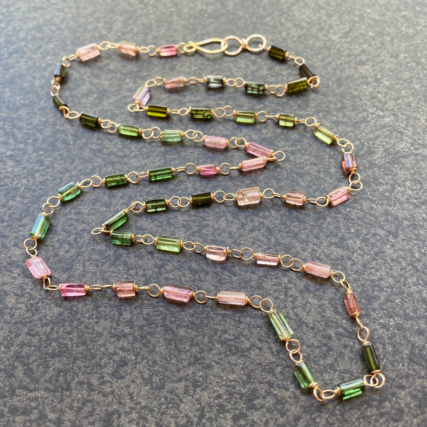 Watermelon Tourmaline & Gold Necklace