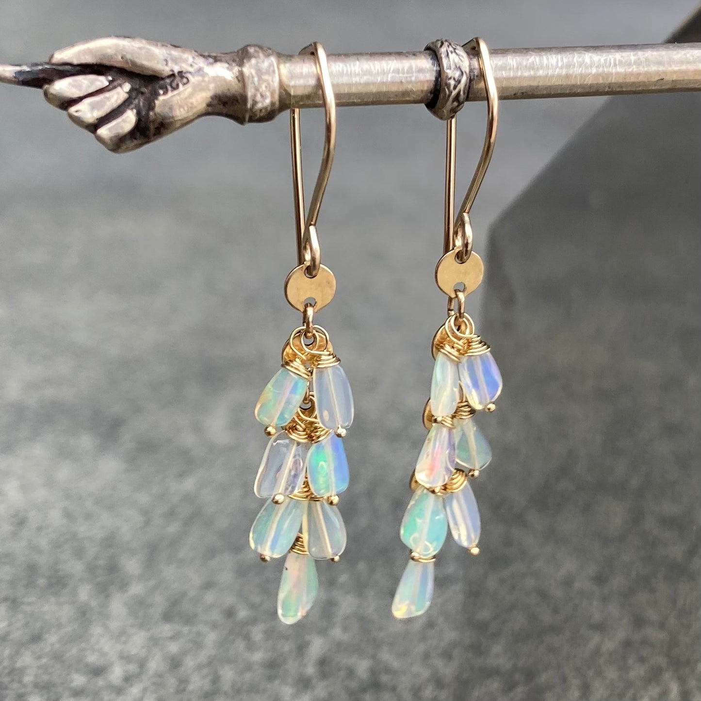 Ethiopian Opal & Gold Cascade Earrings