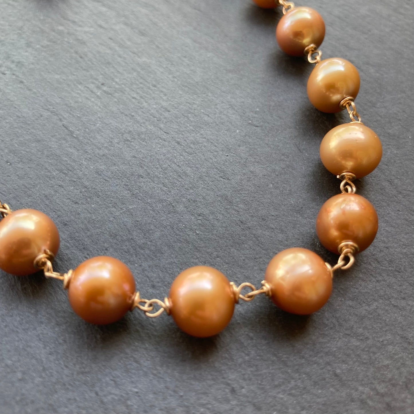 Champagne Pearl & Gold Choker
