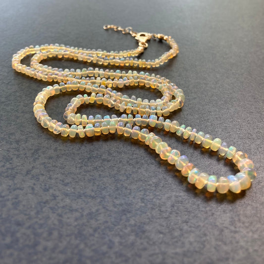Ethiopian Golden Opal Hand Knotted Silk Necklace