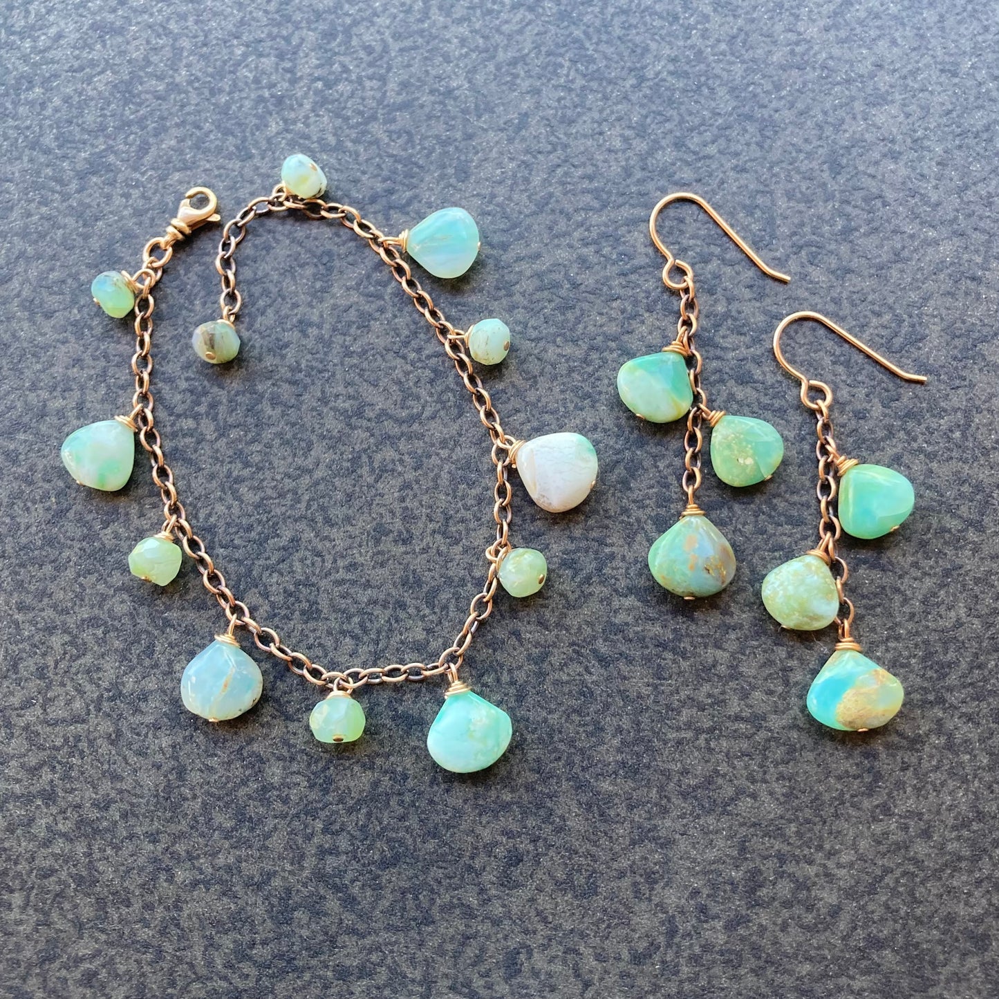 Peruvian Opal & Bronze Cascade Earrings