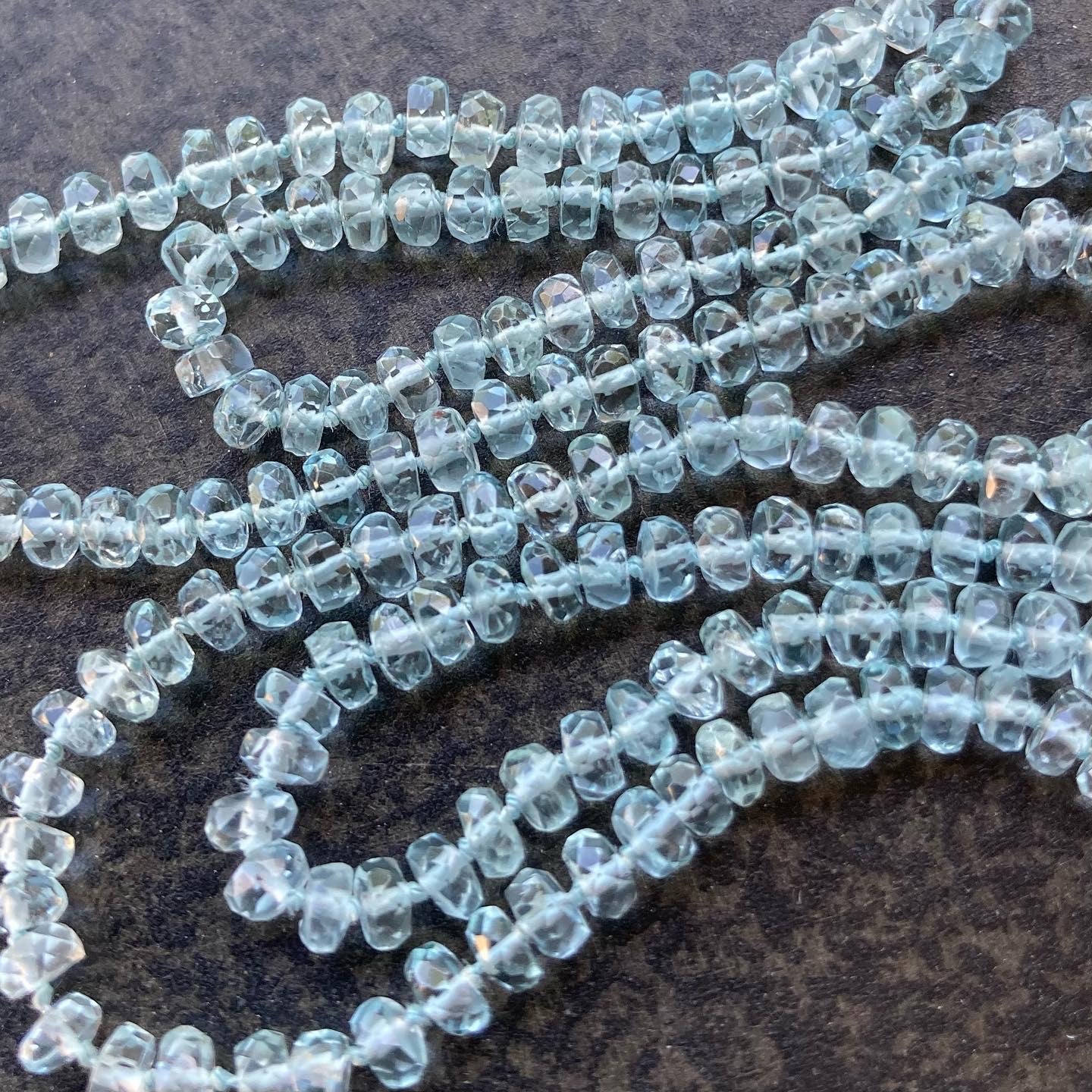 Aquamarine Hand Knotted Silk Necklace
