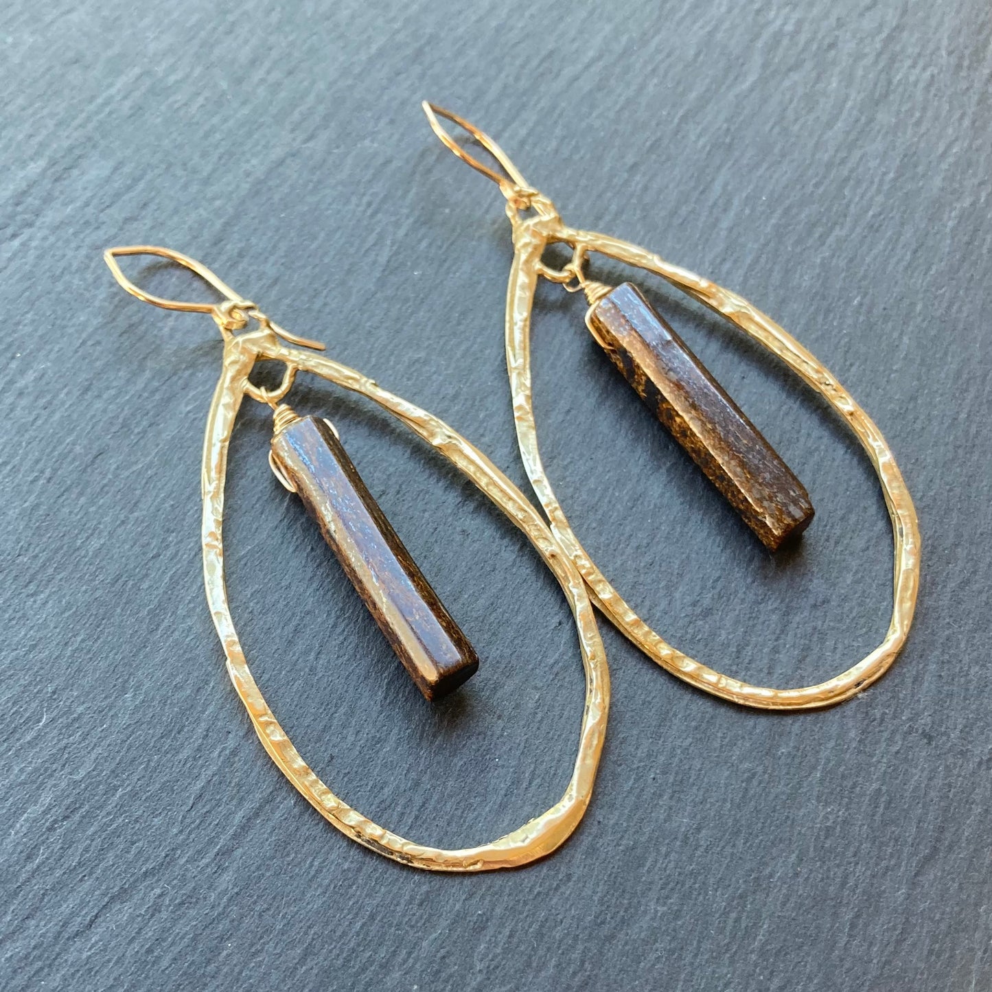 Bronzite, Gold & Bronze Hoops