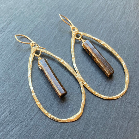 Bronzite, Gold & Bronze Hoops