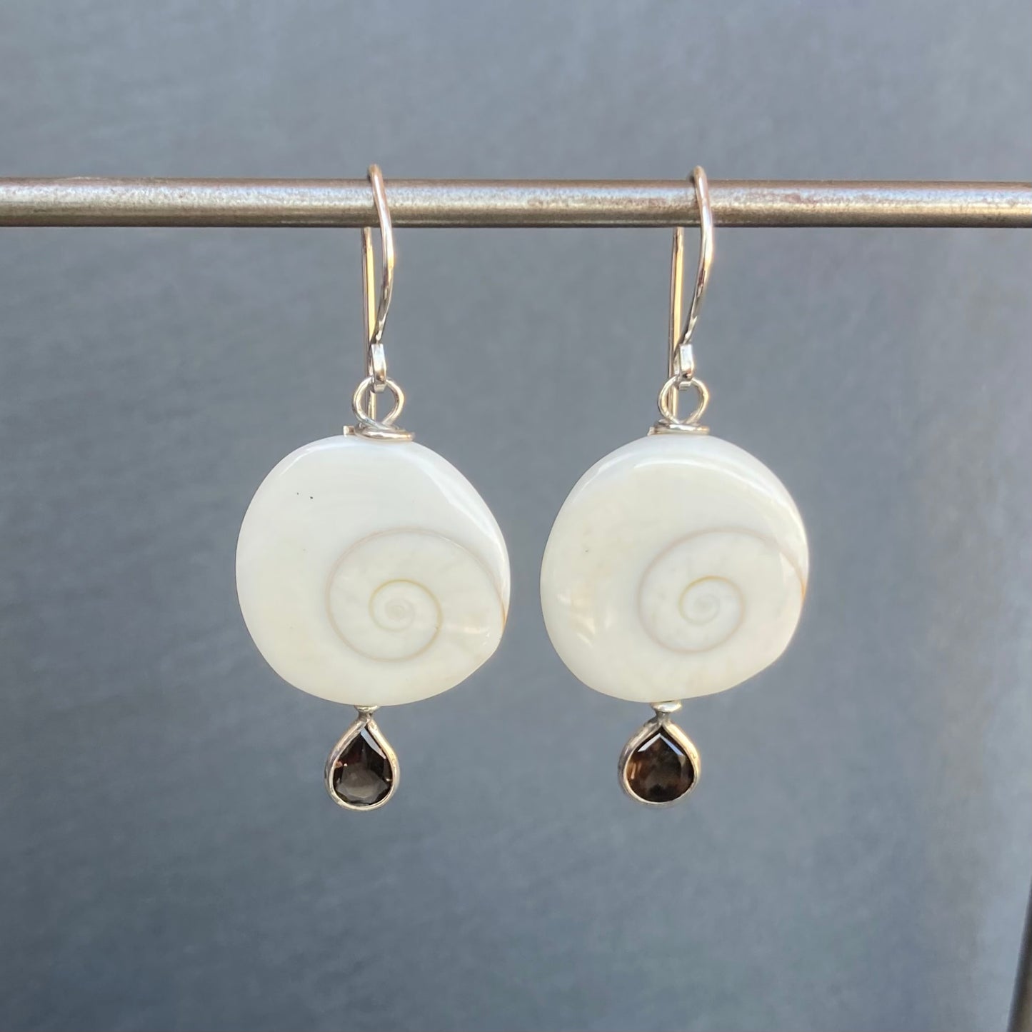 Smoky Quartz & Sterling Silver Shiva Eye Earrings