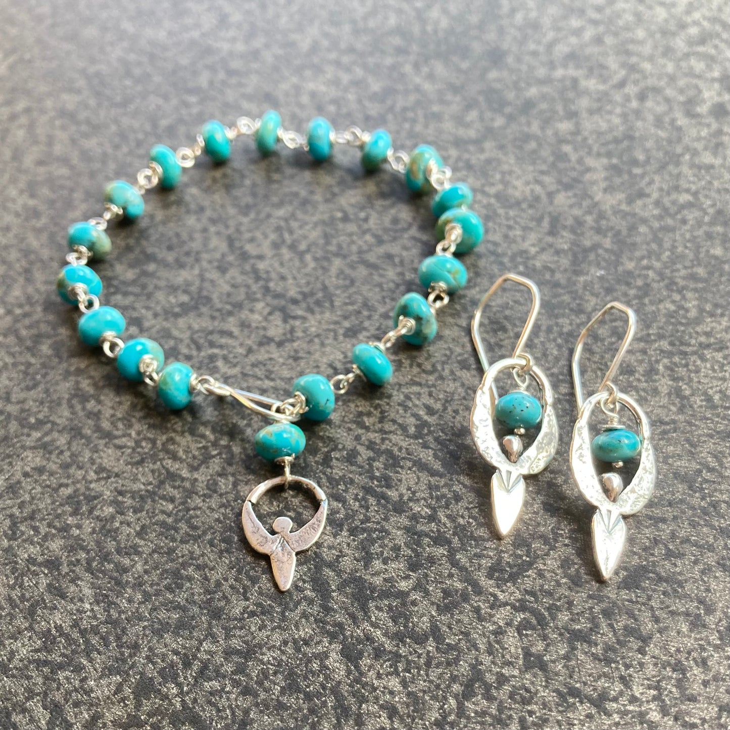 Kingman Turquoise & Sterling Silver Sacred Goddess Bracelet