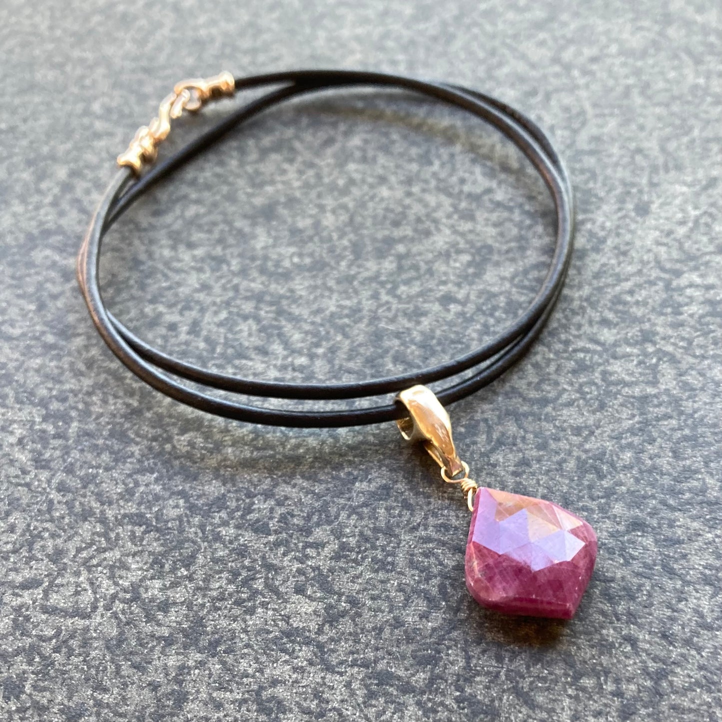 Ruby & Bronze Leather Choker