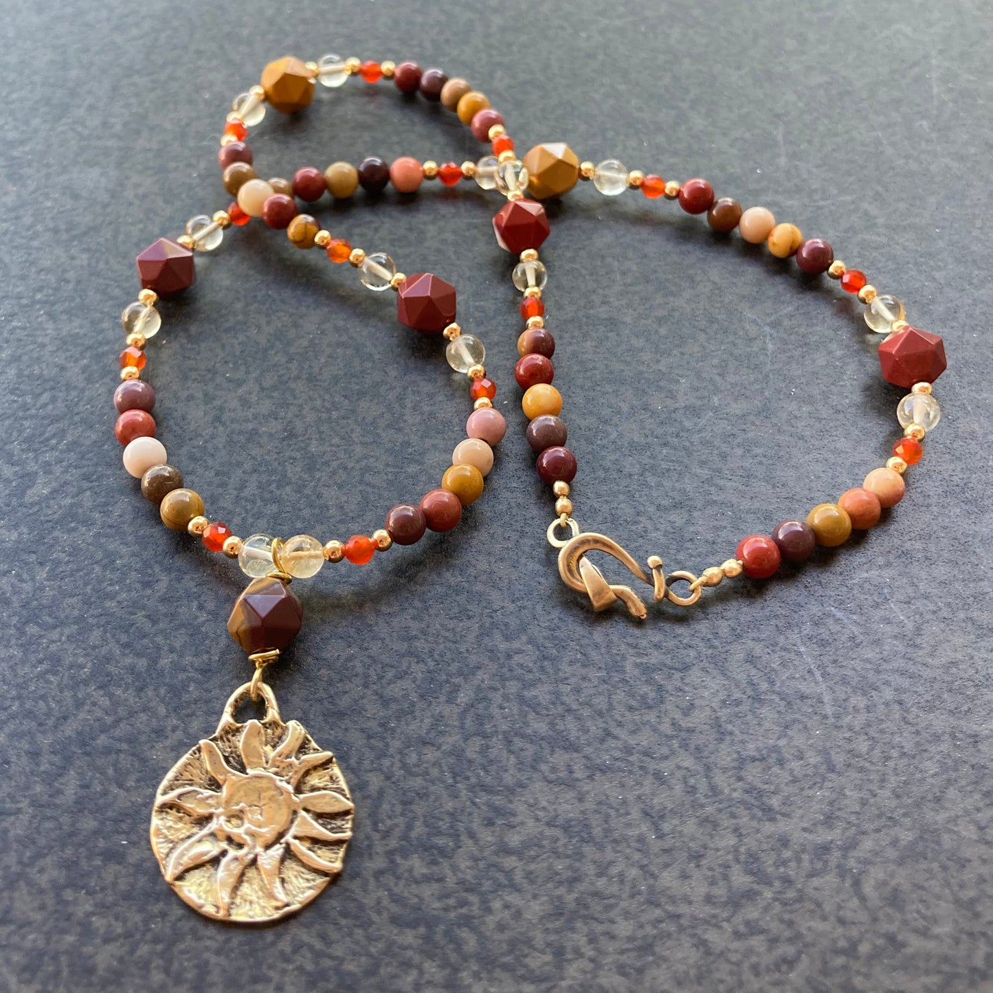 Mookaite & Bronze Sun Necklace