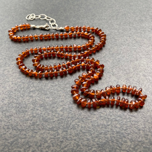 Hessonite Hand Knotted Silk Necklace