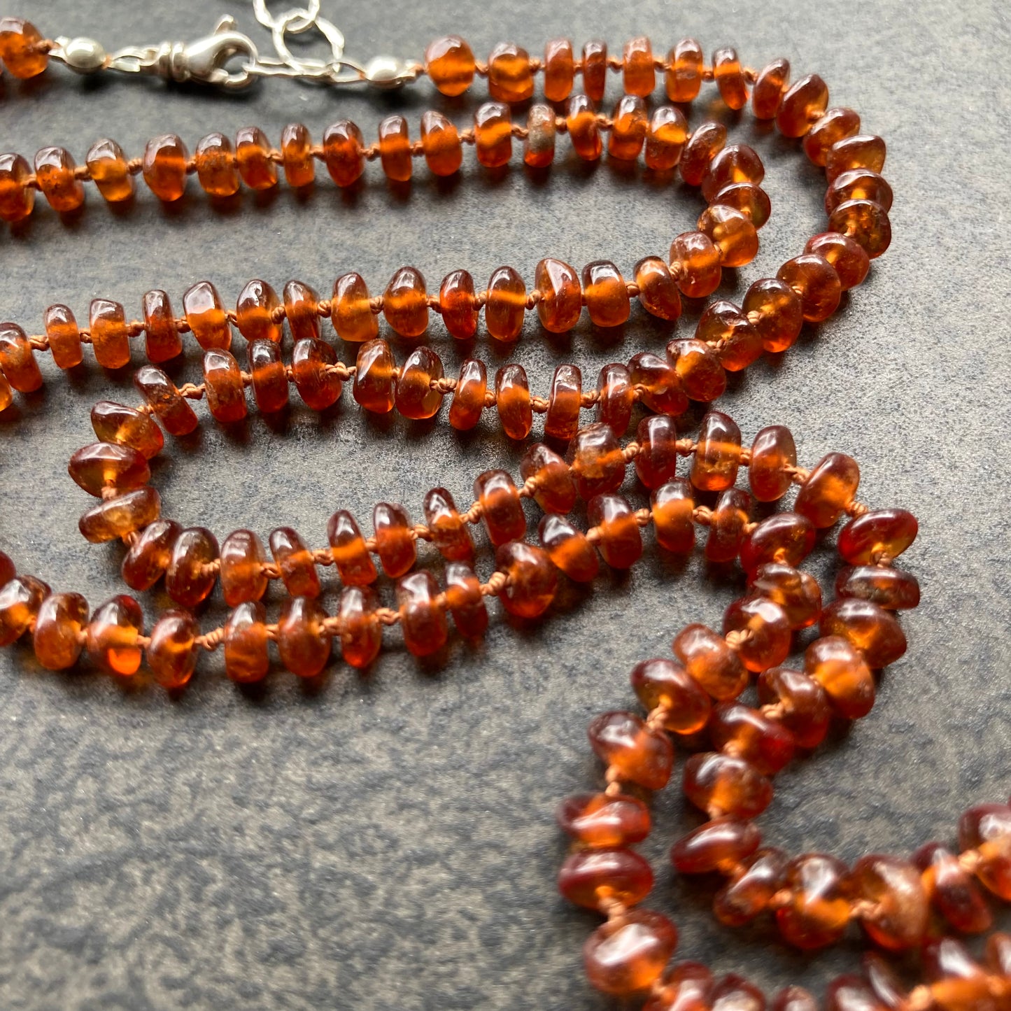 Hessonite Hand Knotted Silk Necklace