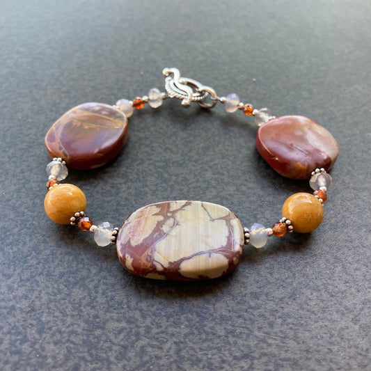 Golden Jade, Noreena Jasper & Sterling Silver Bracelet