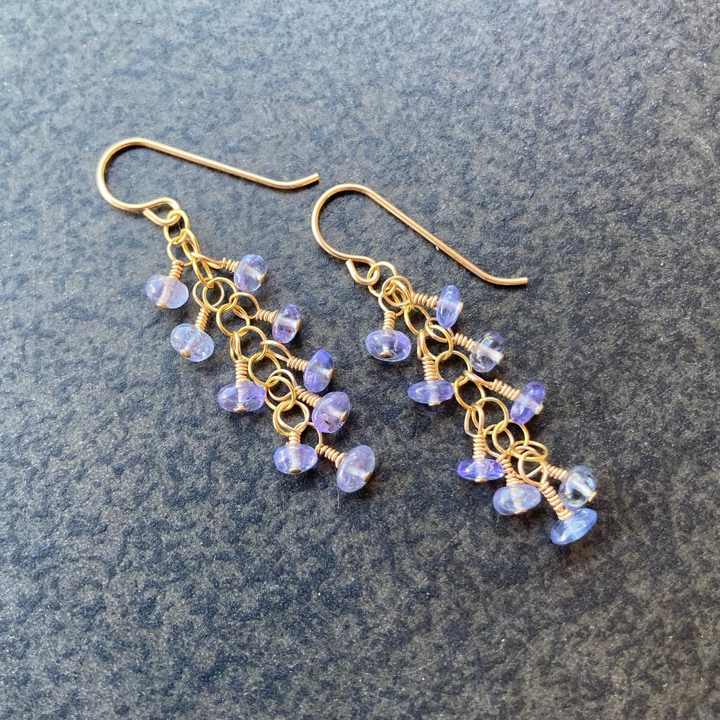 Tanzanite & 14k Gold Cascade Earrings