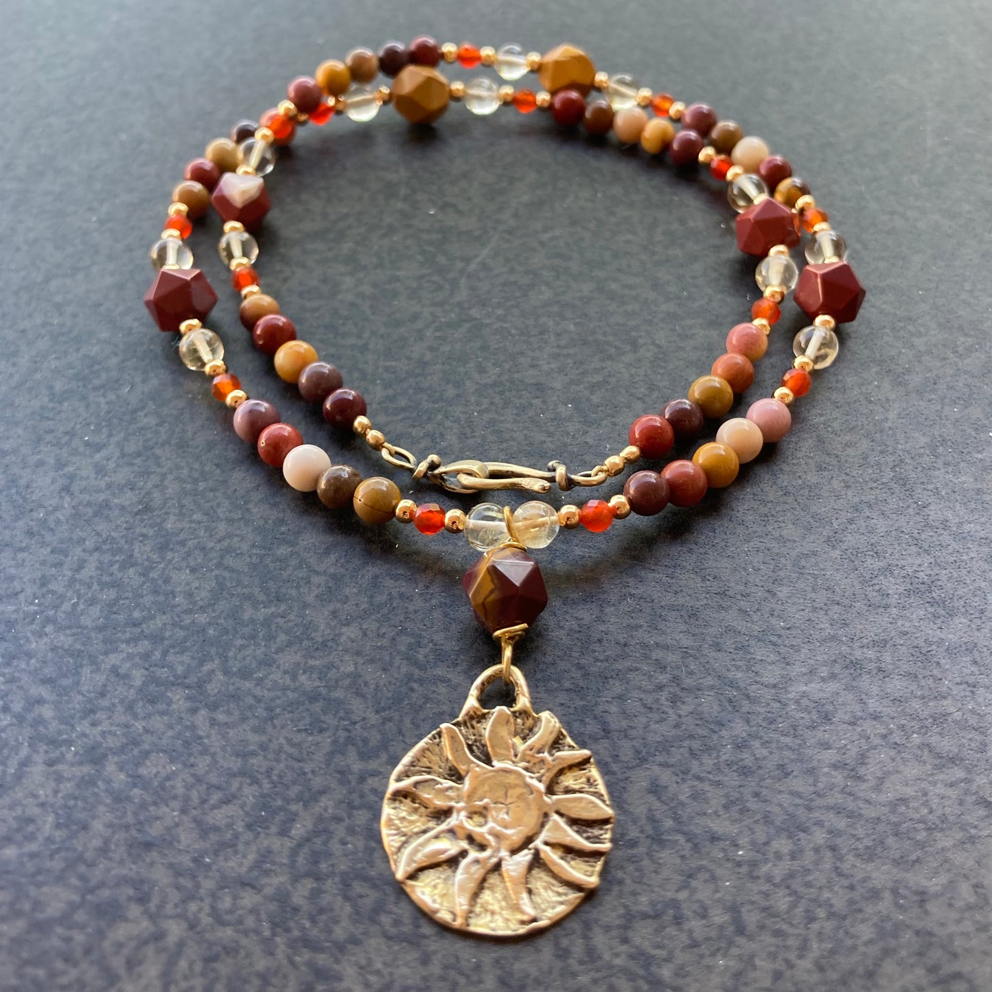 Mookaite & Bronze Sun Necklace