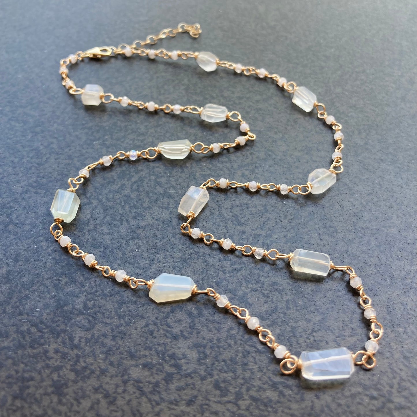 White Moonstone & 14k Gold Chain Necklace