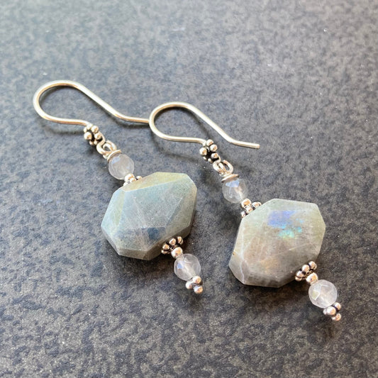 Labradorite Nugget & Sterling Silver Earrings