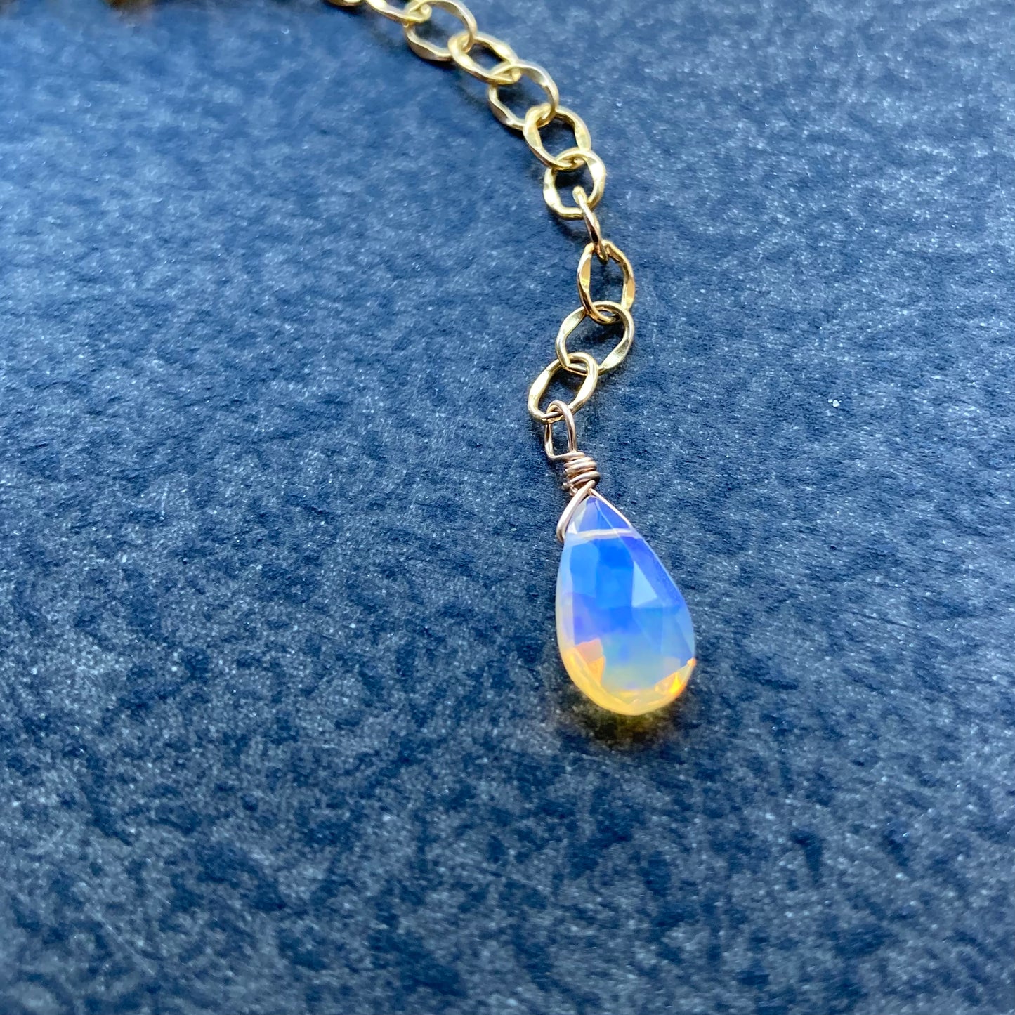 Ethiopian Opal & 14k Gold Lariat Necklace