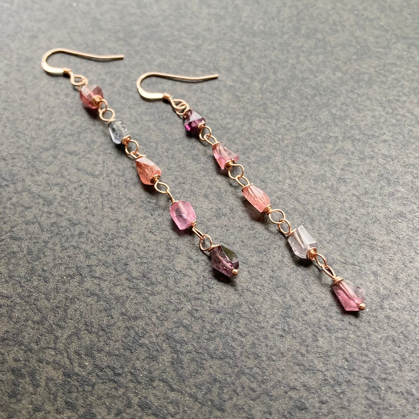 Multicolor Natural Spinel & 14k Rose Gold Earrings