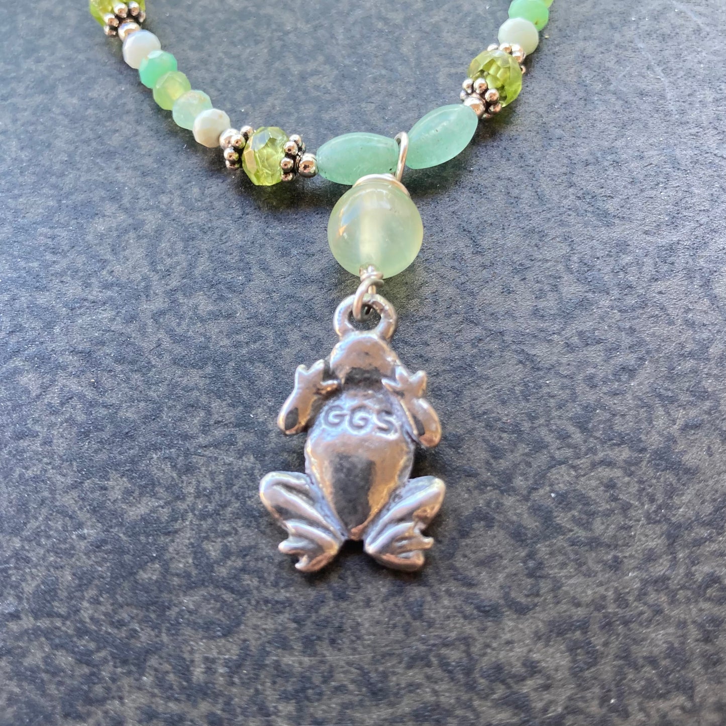 Chrysoprase & Peridot Frog Necklace