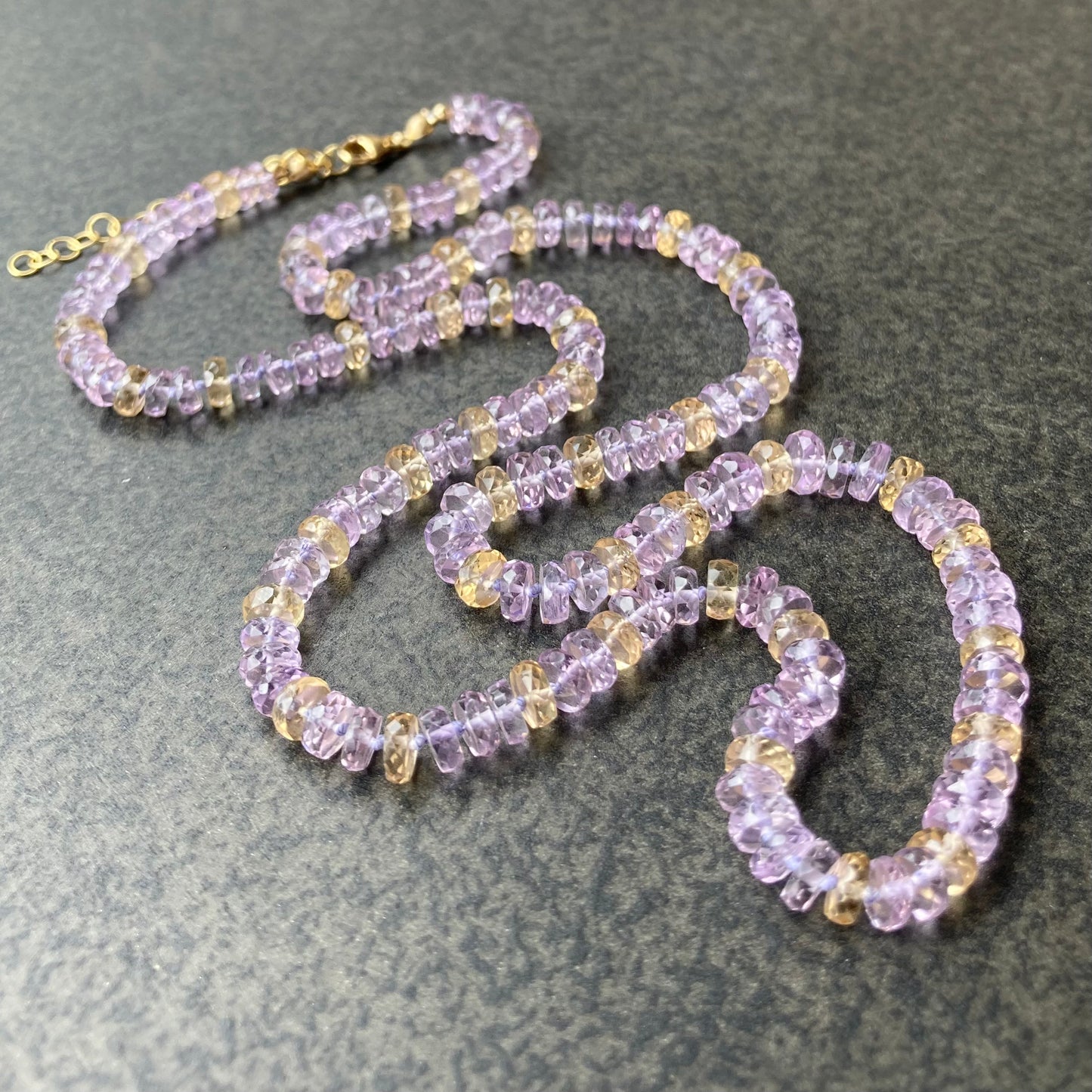 Ametrine Hand Knotted Silk Necklace