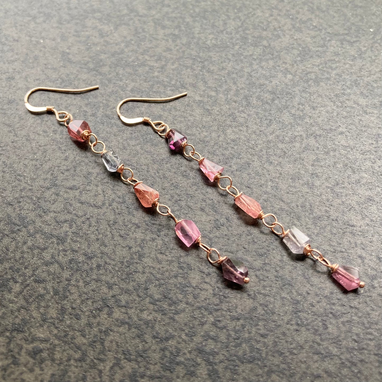 Multicolor Natural Spinel & 14k Rose Gold Earrings