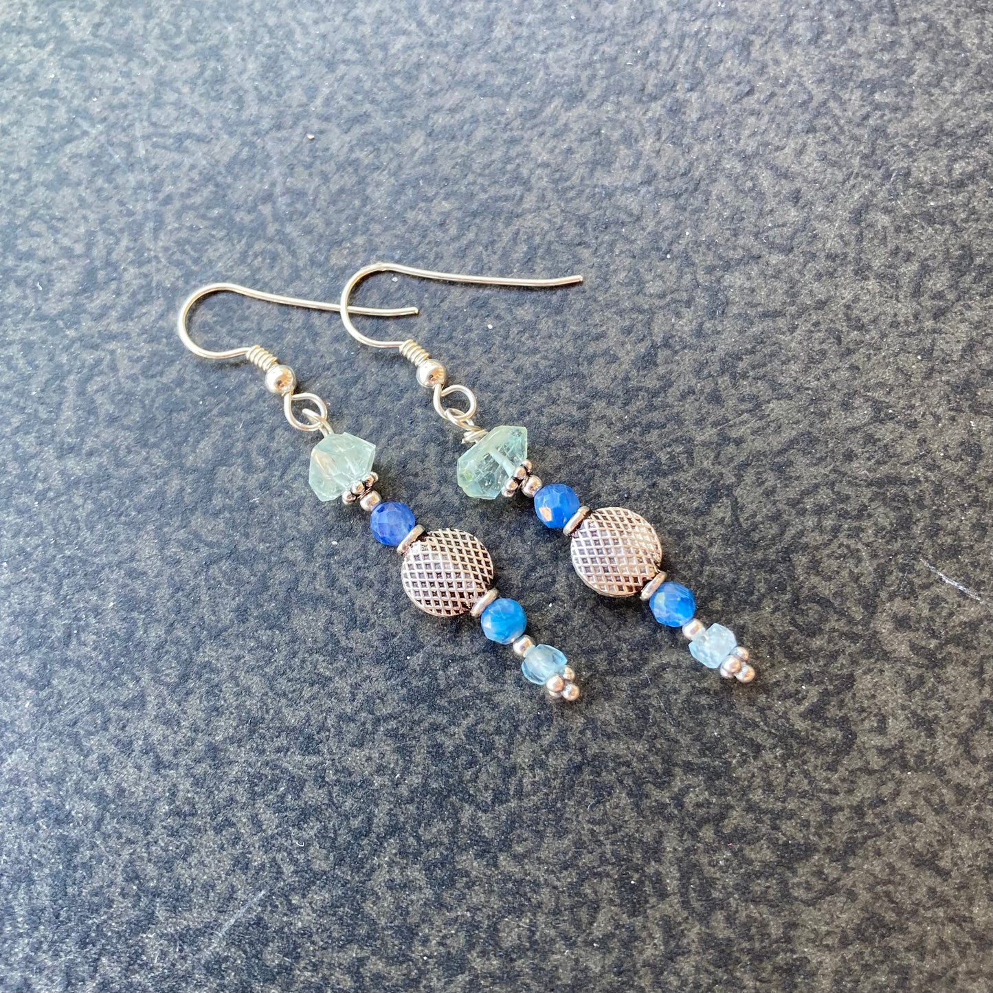 Aquamarine, Kyanite & Sterling Silver Earrings