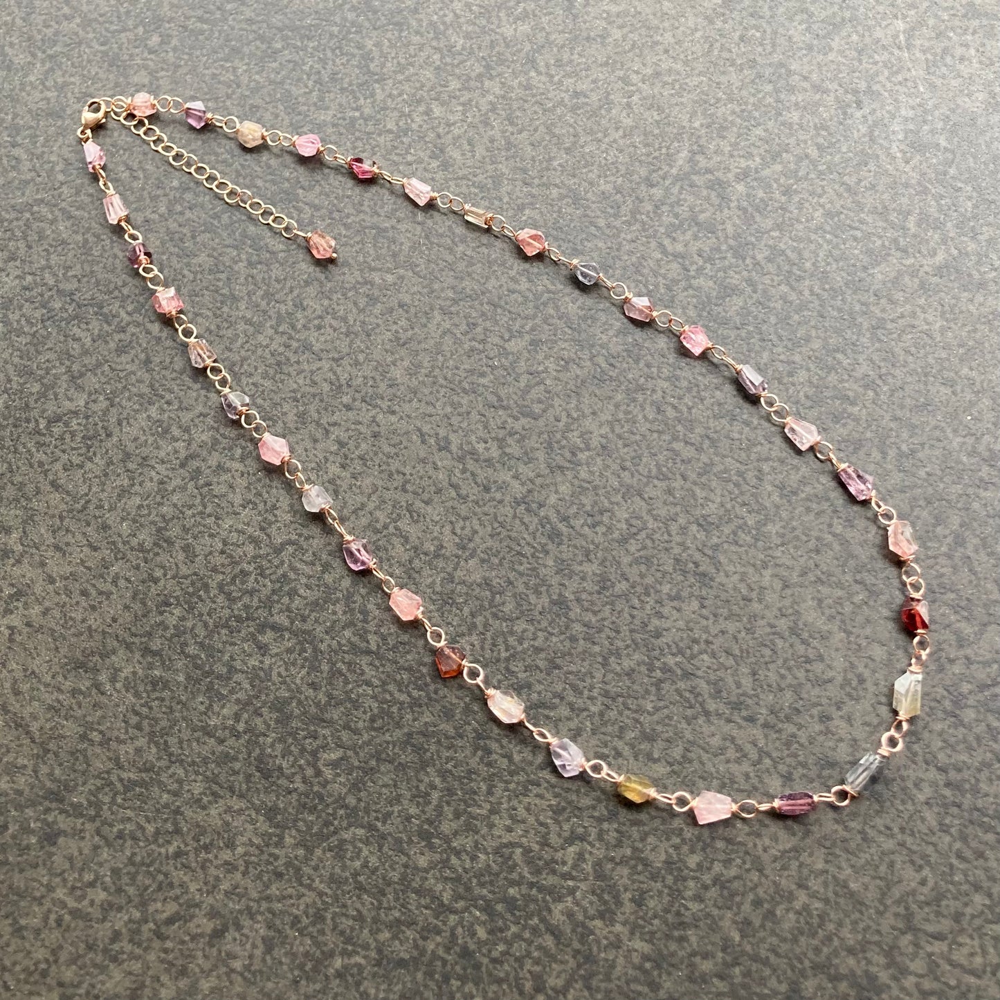 Multicolor Natural Spinel & 14k Rose Gold Necklace